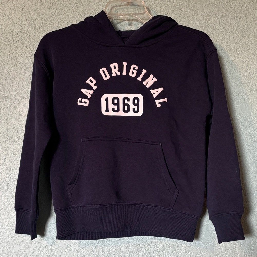 GAP Dark Blue Youth Hoodie with White Print Good